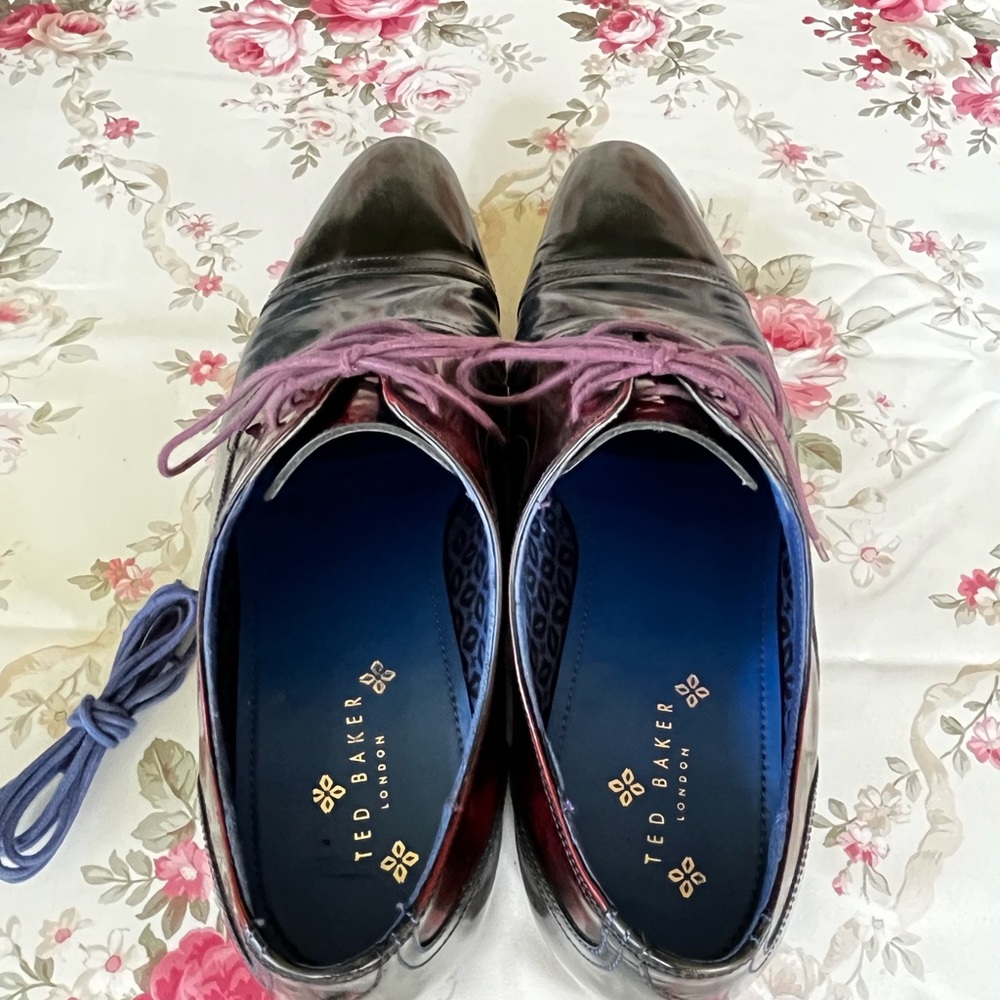 Men’s Ted Baker leather Derby’s shoes burgundy men shoes navy blue shoes - Picture 5 of 10